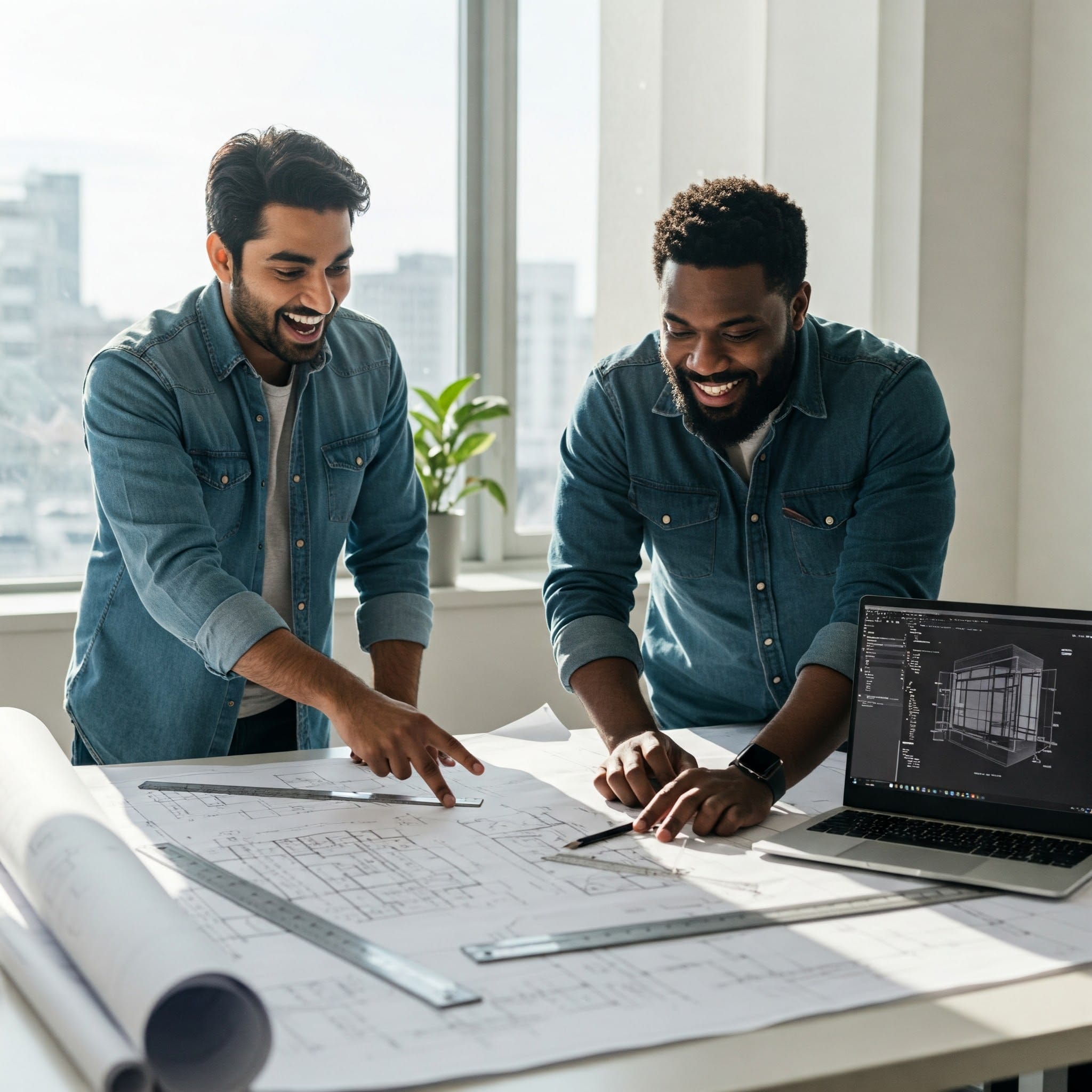 Team collaboration with blueprints at Sentinel Group